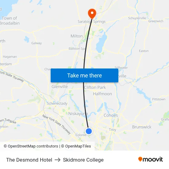 The Desmond Hotel to Skidmore College map