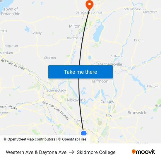 Western Ave & Daytona Ave to Skidmore College map