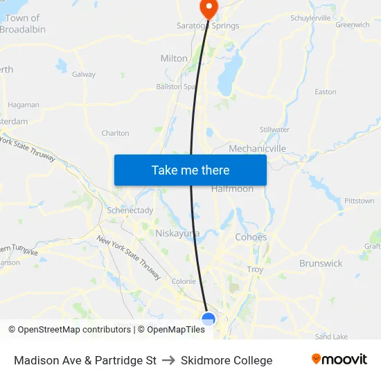 Madison Ave & Partridge St to Skidmore College map