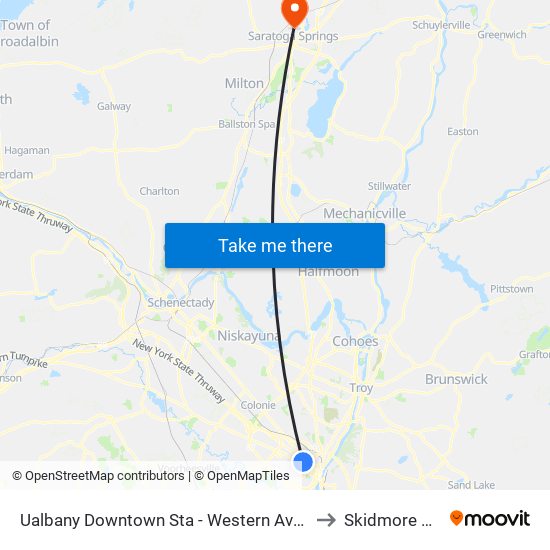 Ualbany Downtown Sta - Western Ave & Thurlow Terr to Skidmore College map