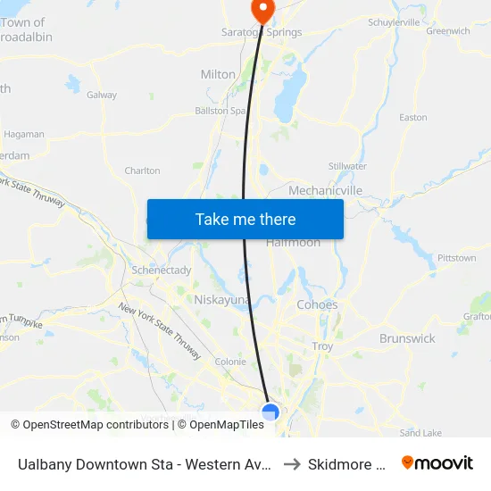 Ualbany Downtown Sta - Western Ave & Thurlow Terr to Skidmore College map