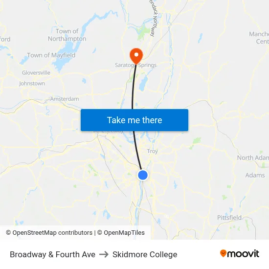 Broadway & Fourth Ave to Skidmore College map