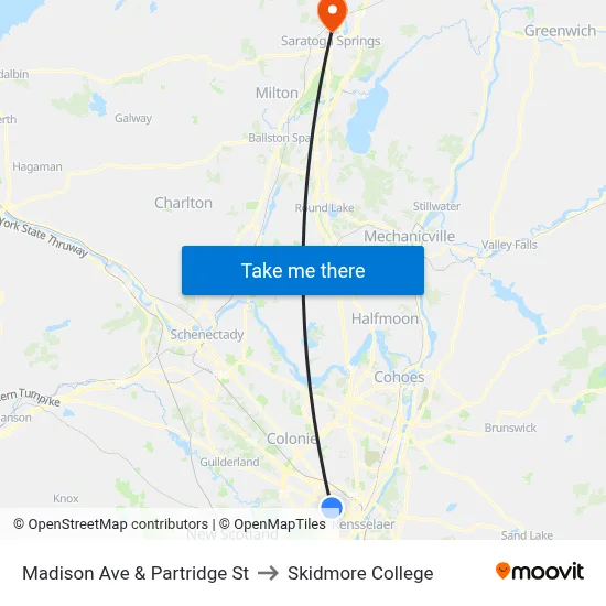 Madison Ave & Partridge St to Skidmore College map