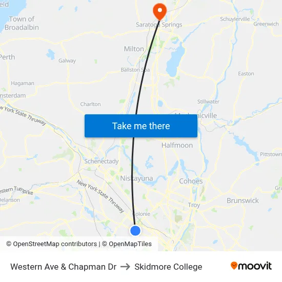 Western Ave & Chapman Dr to Skidmore College map