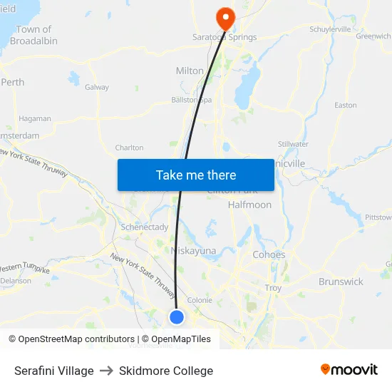 Serafini Village to Skidmore College map