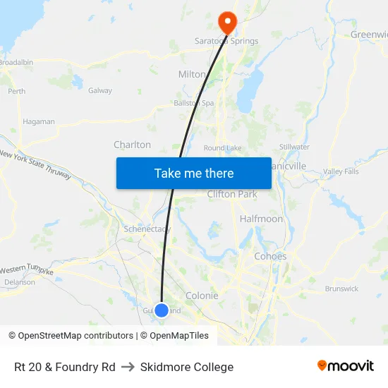 Rt 20 & Foundry Rd to Skidmore College map