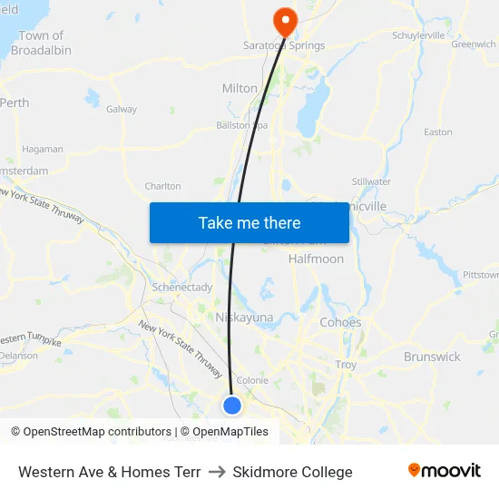 Western Ave & Homes Terr to Skidmore College map