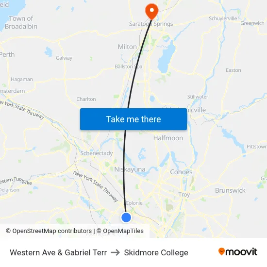 Western Ave & Gabriel Terr to Skidmore College map