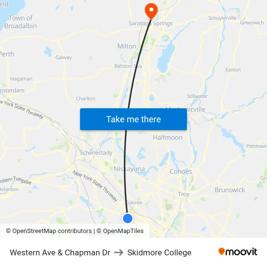 Western Ave & Chapman Dr to Skidmore College map