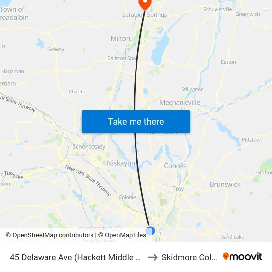 45 Delaware Ave (Hackett Middle School) to Skidmore College map
