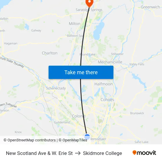 New Scotland Ave & W. Erie St to Skidmore College map