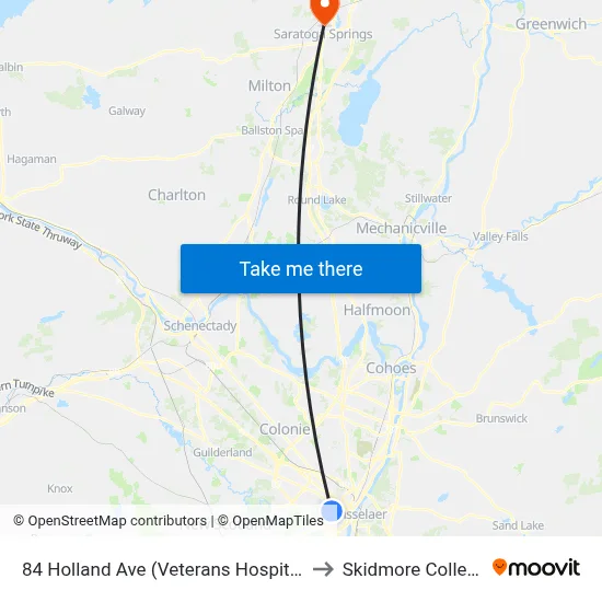 84 Holland Ave (Veterans Hospital) to Skidmore College map