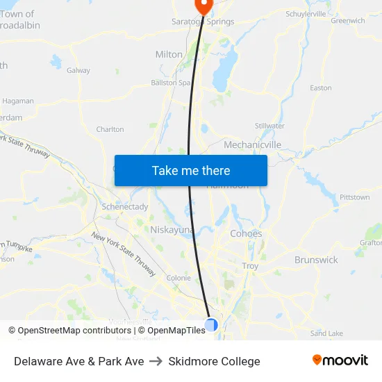 Delaware Ave & Park Ave to Skidmore College map