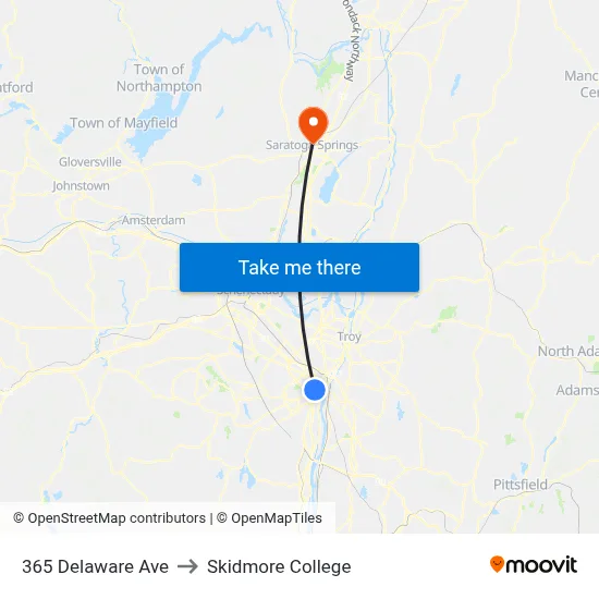 365 Delaware Ave to Skidmore College map