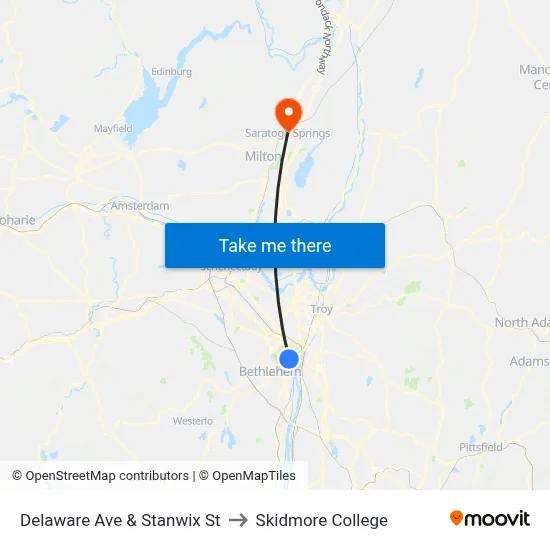 Delaware Ave & Stanwix St to Skidmore College map
