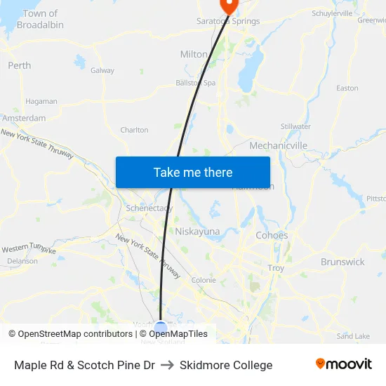 Maple Rd & Scotch Pine Dr to Skidmore College map