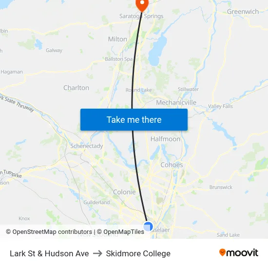 Lark St & Hudson Ave to Skidmore College map