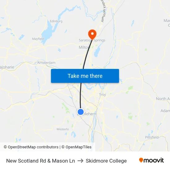 New Scotland Rd & Mason Ln to Skidmore College map