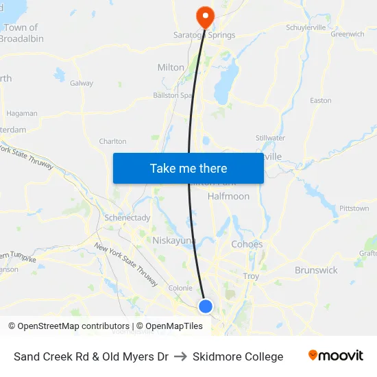 Sand Creek Rd & Old Myers Dr to Skidmore College map