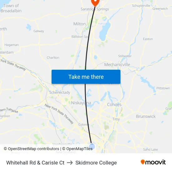 Whitehall Rd & Carisle Ct to Skidmore College map
