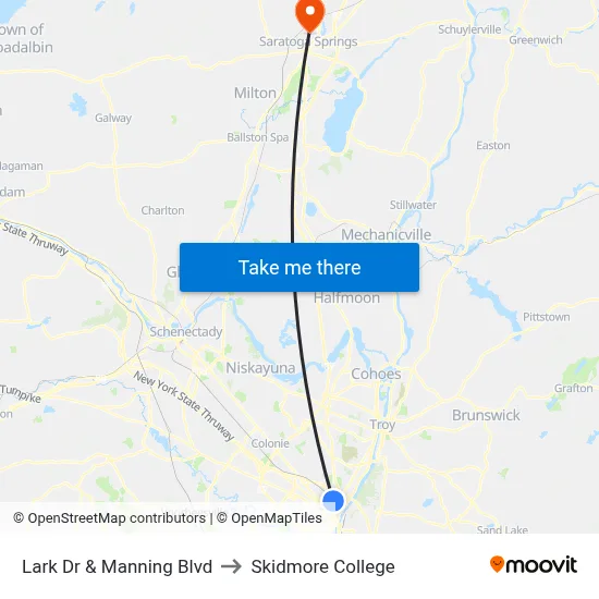 Lark Dr & Manning Blvd to Skidmore College map