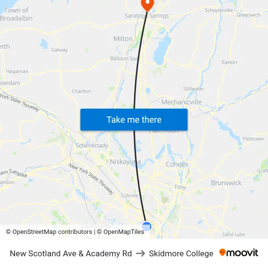 New Scotland Ave & Academy Rd to Skidmore College map