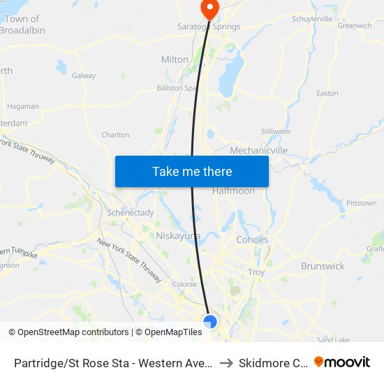 Partridge/St Rose Sta - Western Ave & Partridge St to Skidmore College map