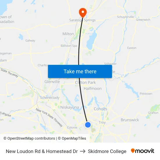 New Loudon Rd & Homestead Dr to Skidmore College map