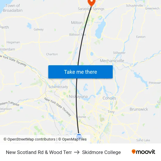 New Scotland Rd & Wood Terr to Skidmore College map