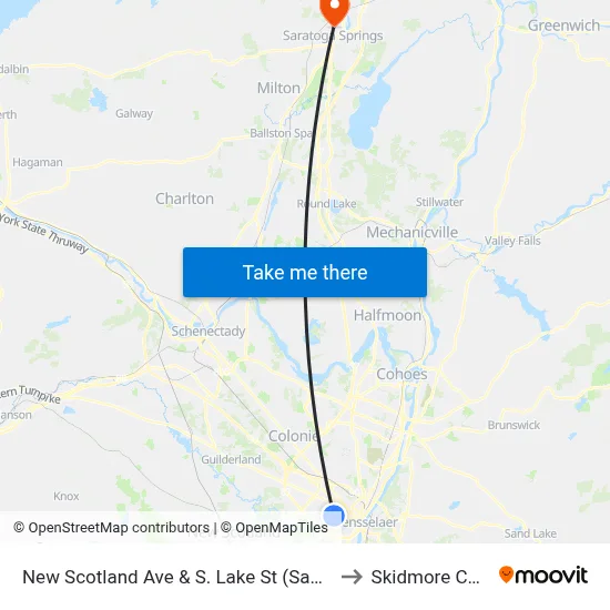 New Scotland Ave & S. Lake St (Sage College) to Skidmore College map