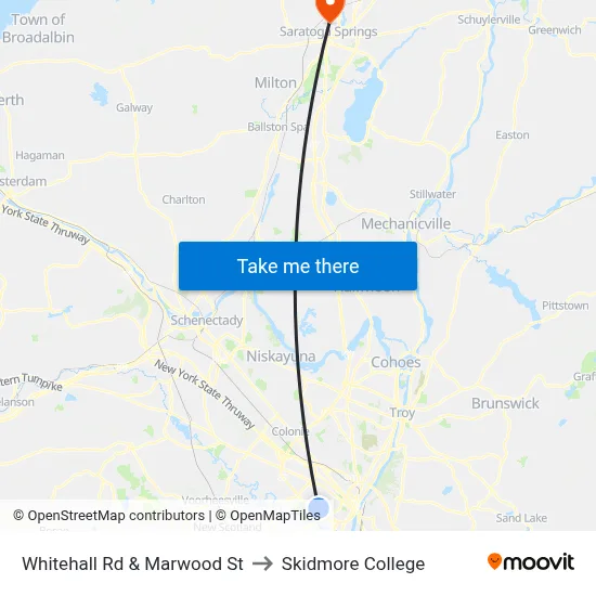 Whitehall Rd & Marwood St to Skidmore College map