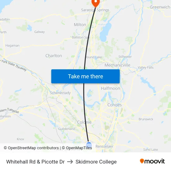 Whitehall Rd & Picotte Dr to Skidmore College map