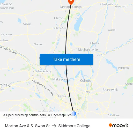 Morton Ave & S. Swan St to Skidmore College map