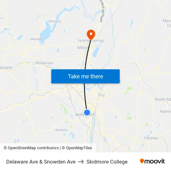 Delaware Ave & Snowden Ave to Skidmore College map