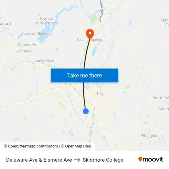 Delaware Ave & Elsmere Ave to Skidmore College map