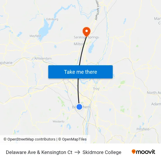 Delaware Ave & Kensington Ct to Skidmore College map