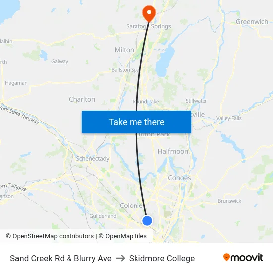 Sand Creek Rd & Blurry Ave to Skidmore College map