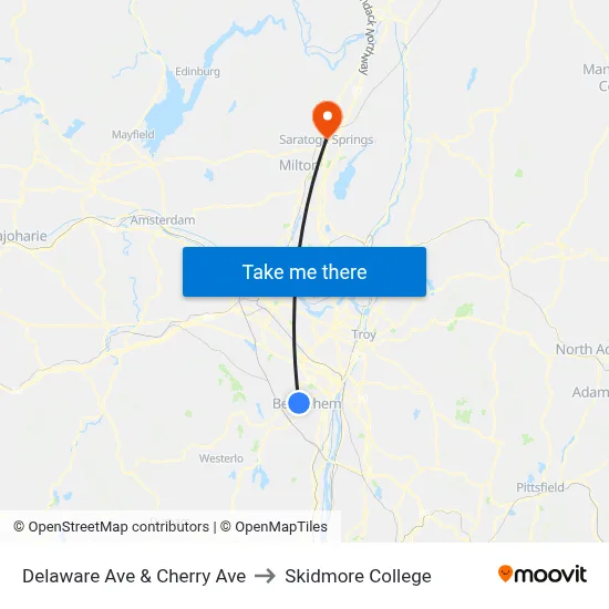 Delaware Ave & Cherry Ave to Skidmore College map