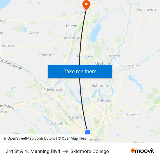 3rd St & N. Manning Blvd to Skidmore College map