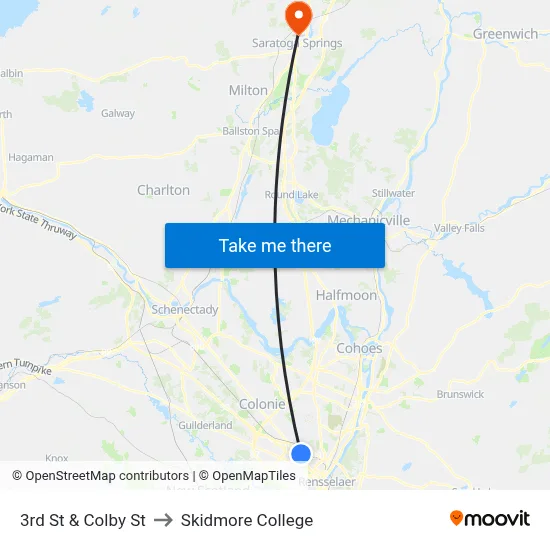 3rd St & Colby St to Skidmore College map