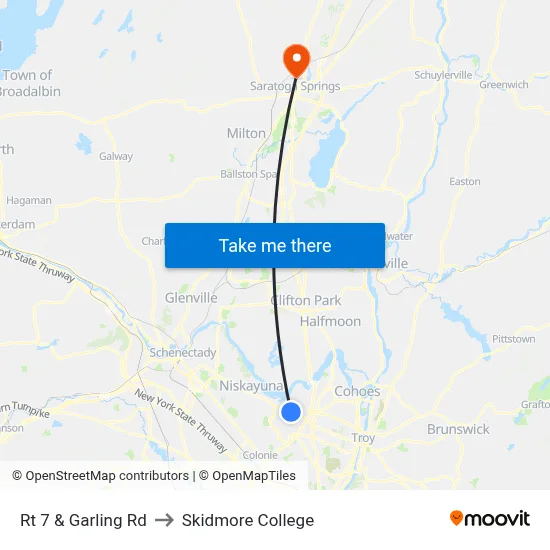 Rt 7 & Garling Rd to Skidmore College map