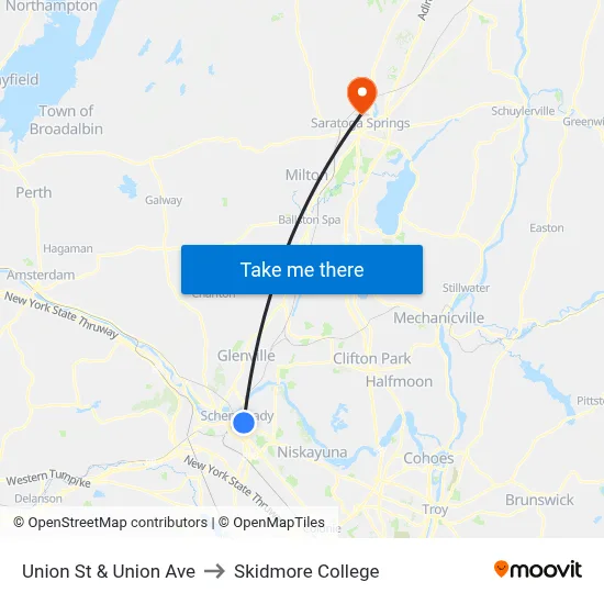 Union St & Union Ave to Skidmore College map