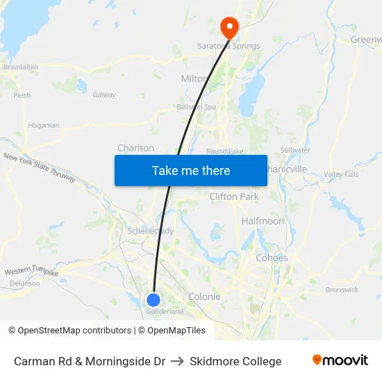Carman Rd & Morningside Dr to Skidmore College map