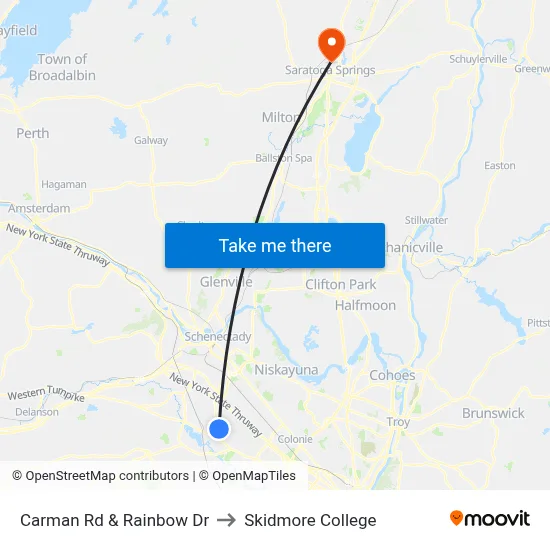 Carman Rd & Rainbow Dr to Skidmore College map