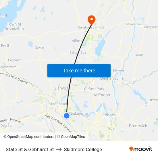 State St & Gebhardt St to Skidmore College map
