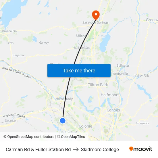 Carman Rd & Fuller Station Rd to Skidmore College map