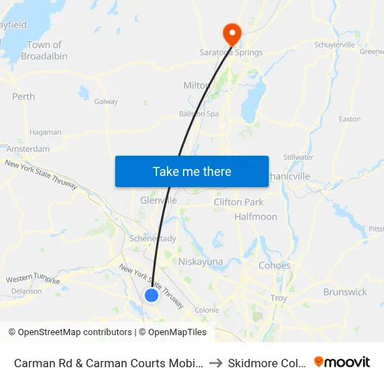 Carman Rd & Carman Courts Mobile Park to Skidmore College map
