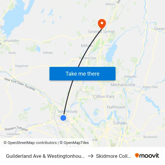 Guilderland Ave & Westingtonhouse Pl to Skidmore College map