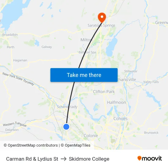 Carman Rd & Lydius St to Skidmore College map