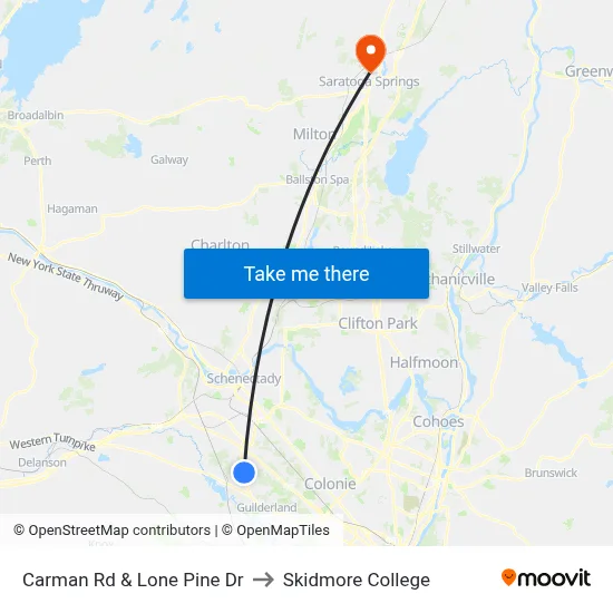 Carman Rd & Lone Pine Dr to Skidmore College map